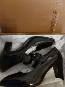 Soffice Sogno Vernice Nera Women's dressy shiny real Italian leather formal court shoes size 5.5 UK SALE