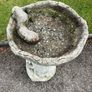 Vintage Reconstuted stone birdbath with otter decoration c1940 Image 3