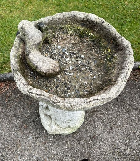 Vintage cast reconsituted  stone birdbath c1950