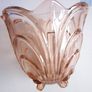 Vintage Deco Czech Pink Glass Large Footed Vase c.1930 Image 5