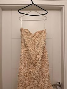 Jovani strapless gold gown