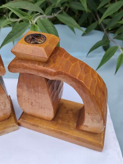 Vintage Hand carved Norwegian candlesticks