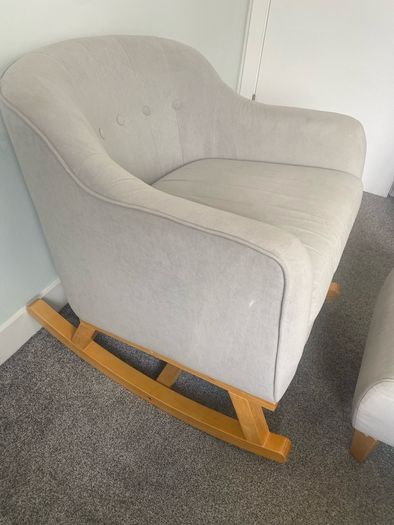 Mamas and Papas Babylon Rocking Nursing Chair and Matching Footstool in Excellent Condition