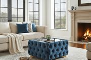Chesterfield Velvet Square Coffee Table with Glass