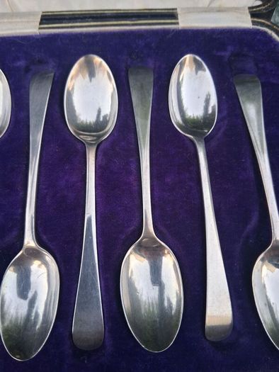 6 X C.W.Fletcher Aet Deco Sterling Silver Teaspoons (61 grams)