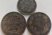 Luxembourg 10 Centimes 1855, 1870. 5 Centimes 1860 Rare. 3 Coins Lot