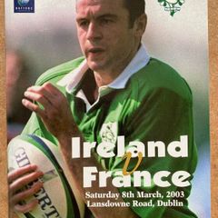 2003 Ireland v France - Six Nations Championship Programme