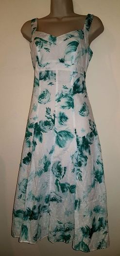 Green and White Summer Floral Cotton Dress from Per Una size 8r