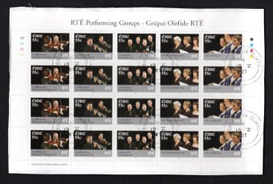 2007 Ireland RTE Performing Groups  Commemorative Stamp Sheetlet Plate 1B1B1B1B Fine Used with Dublin cancel of 19th June 2007 (First day of issue)