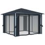Gazebo with Curtain and String Lights 300x300 cm Anthracite Aluminium Image 5