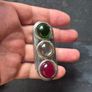 Vintage 3 In 1 Red Green White Light Tin Flashlight Torch Image 9
