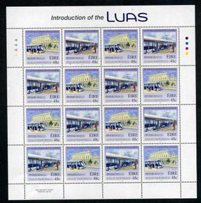 2004 Ireland Inauguration of Luas Team Commemorative Stamps Sheetlet Plate 1A1A1A1A Mint Never Hinged (MNH)