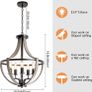 5 Light Farmhouse Chandelier Rustic Flush Mount Ceiling Light,Vintage Adjustable Height Hanging Pendant Lighting for Foyer Dining Room Image 3