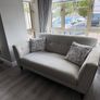 Modern two-seater sofa in light grey fabric Image 3