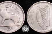 [#2386] - Ireland 1953 | Irish 3p | Three Pence | Harp | KM.12 | UNC