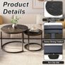 Round Coffee Tables, Set of 2 End Table, Nesting Tables, Side Table with Metal Frame for Living Room/Bedroom/Balcony/Office/Apartment, Diameter 23.6/15.7 IN (Black Frame, Black Wood Marble Finish Top Image 7