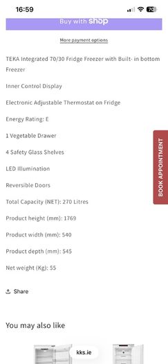 TEKA Integrated 70/30 Fridge Freezer RBF43321FI