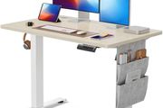 NEW SALE | Standing Desk Adjustable Height, Electric Standing Desk with Starage Bag, Stand up Desk for Home Office Computer Desk Memory Preset with Headphone Hook, Beige,100 x 60 cm