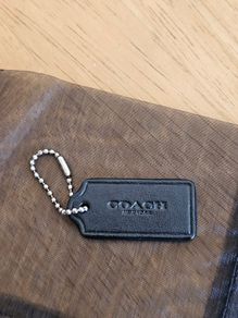 Coach Small Black/Brown Leather Bag Tag / / NEW
