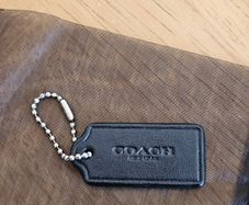 Coach Small Black/Brown Leather Bag Tag / / NEW