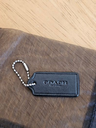 Coach Small Black/Brown Leather Bag Tag / / NEW