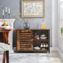 Sideboard Cabinet with Sliding Doors, Living Room, Hallway, Kitchen, Home Office, Steel Frame, Industrial Style, Vintage Brown-Black Image 2