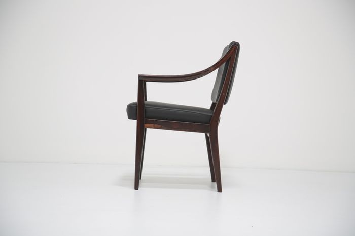 Vintage Rosewood and Black Leather Armchair by Karl Erik Ekselius for JOC Vetlanda, 1960s