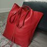 Red Leather Tote Bag Image 4
