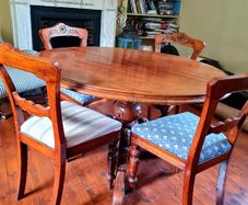 Victorian tilt top library table for sale and four chairs