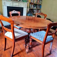 Victorian tilt top library table for sale and four chairs