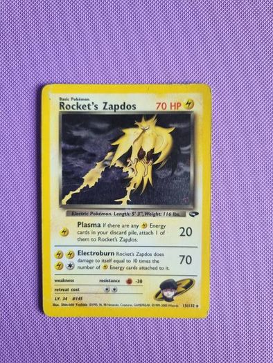 Team Rockets Zapdos (15/132) Holo Gym Challenge Pokemon Card