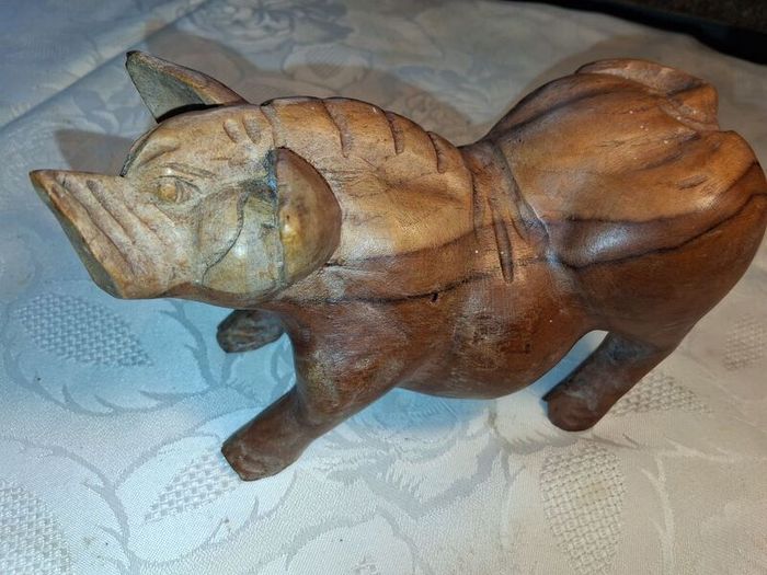 Hardwood Handcarved Pig