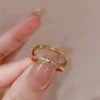 18k Gold Plated Stainless Steel & Cubic Zirconia Stackable Ring Image 6