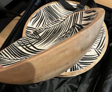 8 bamboo plates and a salad bowl set mango leaf print new good for barbecue party