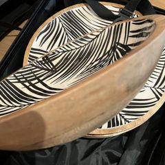8 bamboo plates and a salad bowl set mango leaf print new good for barbecue party