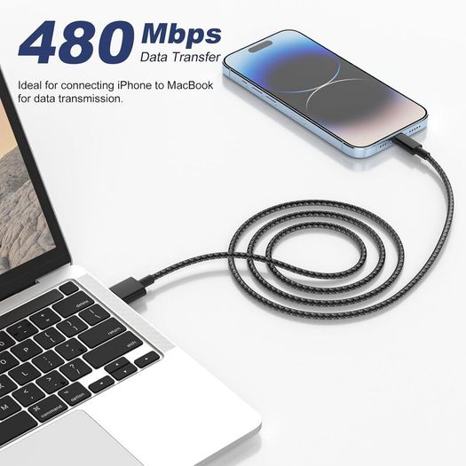 iPhone Charger Cable, 2Pack 1M+2M for Lightning to USB Cable MFi Certified, Fast Charging Braided Lead for Apple iPhone 14/13/12/11/Pro Max/XS/XR/8/7/6/Plus/5 SE, for iPad (Black) Brand: BSTOEM