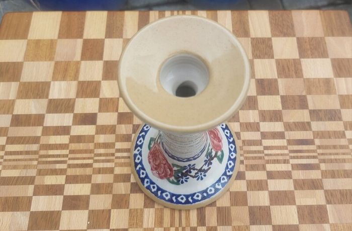 Beautiful Nicholas Mosse Tall Candlestick in the Popular but Discontinued Kilfane Rose Pattern, Circa 1996-2004, Number One of Two Available