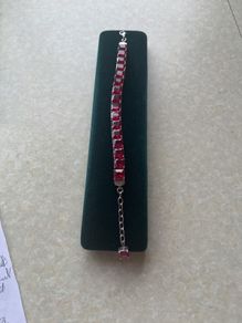 Stunning Princess Cut Red Ruby Tennis Braclet