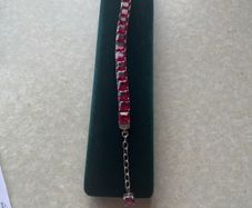 Stunning Princess Cut Red Ruby Tennis Braclet