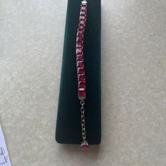Stunning Princess Cut Red Ruby Tennis Braclet