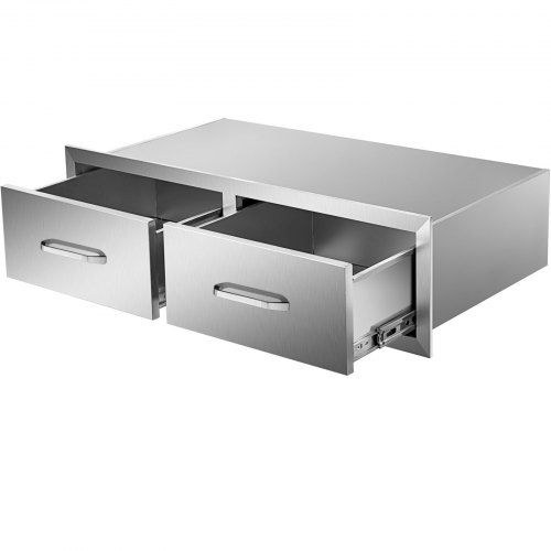 Outdoor Kitchen Drawers 30\" W x 10\" H x 20\" D, Horizontal Double BBQ Access Drawers Stainless Steel with Handle, BBQ Island Drawers for Outdoor Kitchens or Patio Grill Station