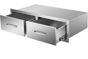 Outdoor Kitchen Drawers 30\" W x 10\" H x 20\" D, Horizontal Double BBQ Access Drawers Stainless Steel with Handle, BBQ Island Drawers for Outdoor Kitchens or Patio Grill Station