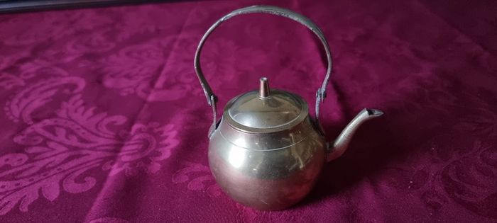 Vintage Solid Brass Decorative Small Tea Pot Ornament With Lid