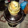 Beautiful Antique Oil Lamp Deep Purple Glass Reservoir, typical of Victorian Era Postage Available Image 2