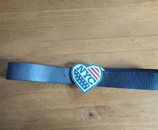 Brown Leather Belt with NYC heart shaped buckle