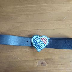 Brown Leather Belt with NYC heart shaped buckle