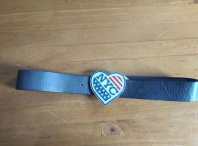 Brown Leather Belt with NYC heart shaped buckle