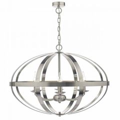 Large Satin Chrome Pendant Light 75cm D x 55cm H