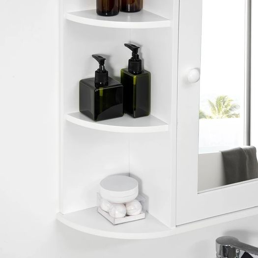 Wall Mount Mirror Cabinet Storage Bathroom Cupboard w/ Single Door and Shelves (FREE POSTAGE)