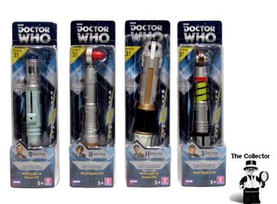 Doctor Who Lot Of Four Rare Sonic Screwdrivers 3rd 8th 9th And 11th Doctor Who Sonic Screwdriver Character Options Toys